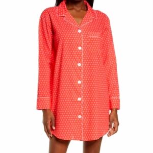 Roller Rabbit Dress Shirt Pajamas Red Hearts Pocket Size Medium